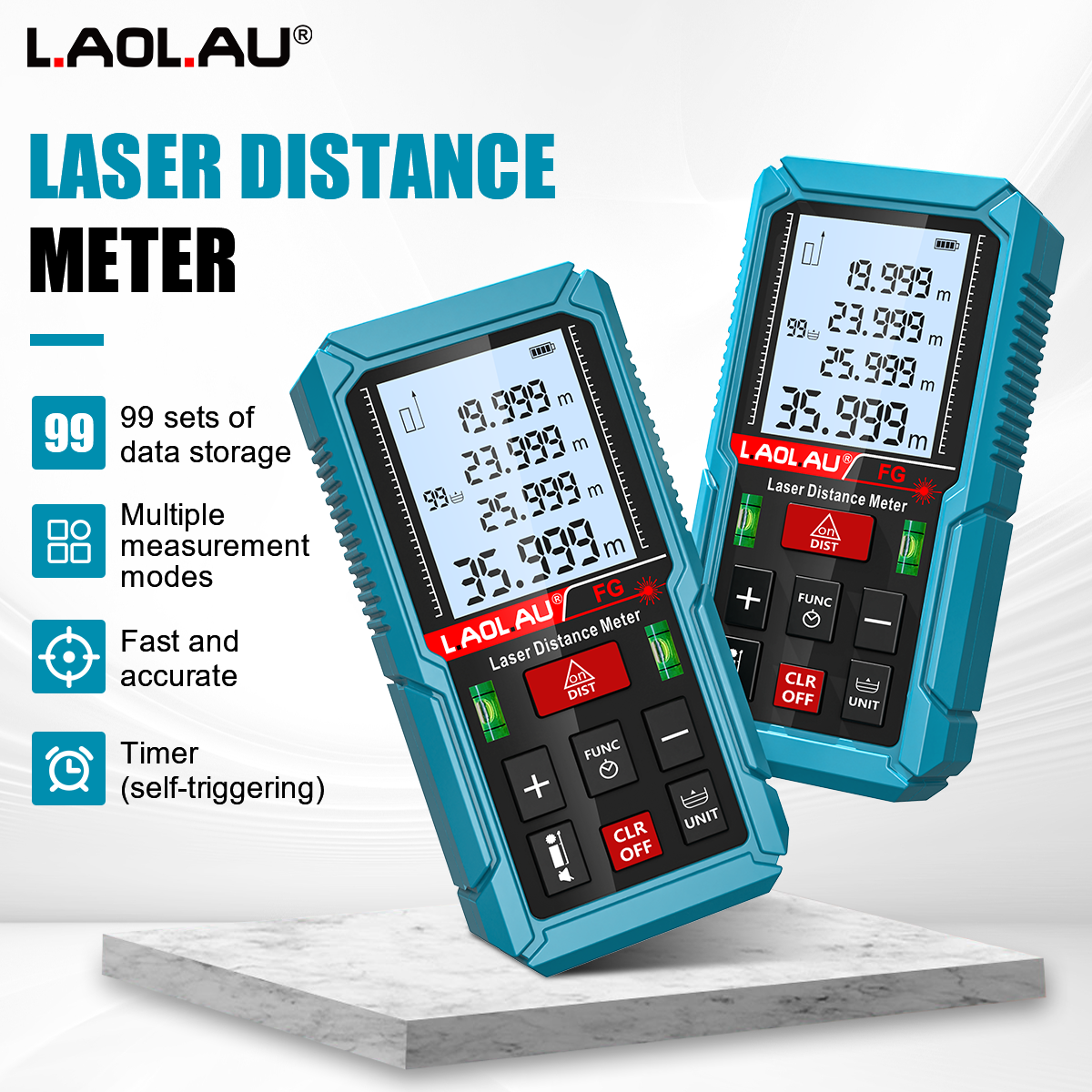 Industrial Laser Tape Measure - Laser Meter Digital Tape Timer Trigger
