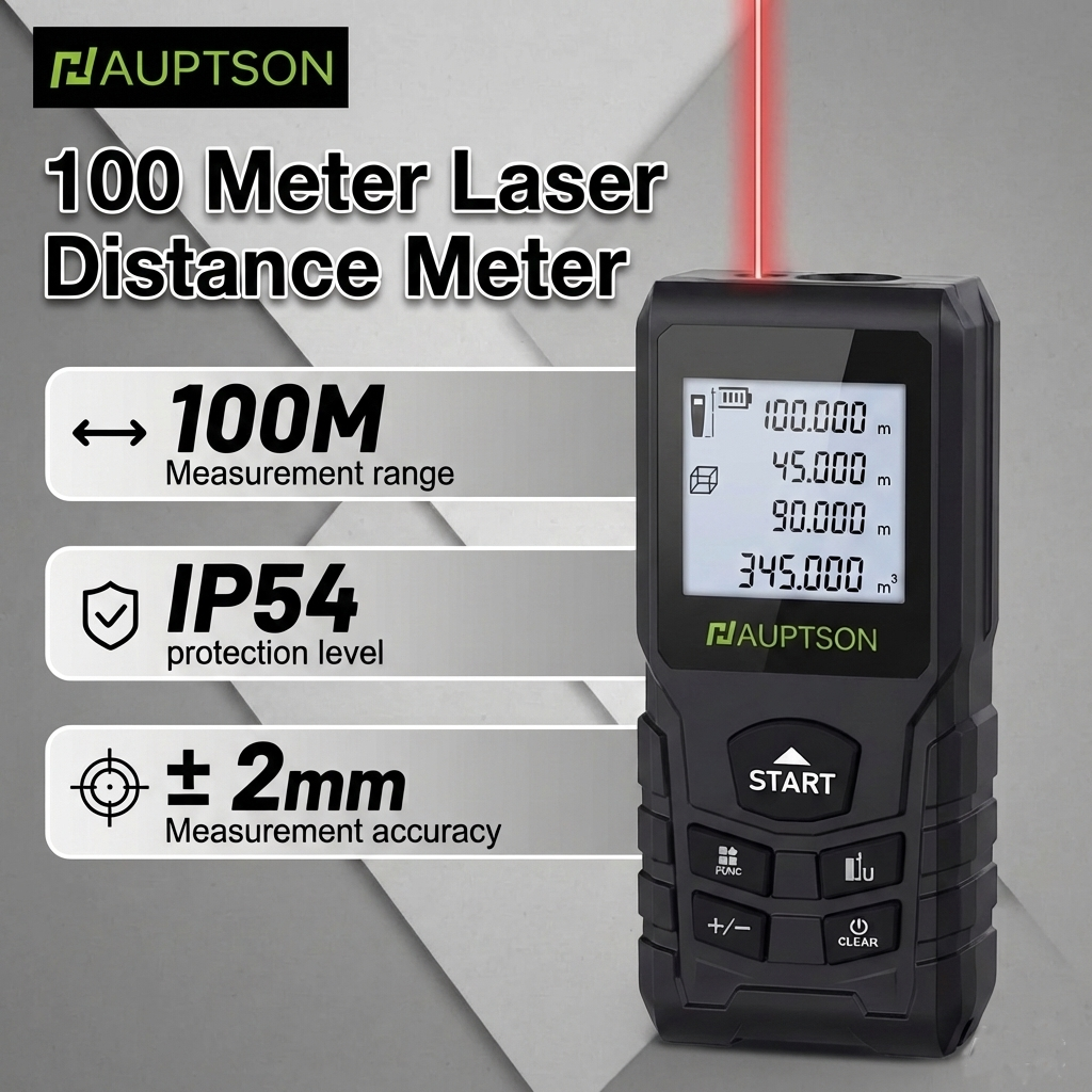 Industrial Laser Tape Measure - HAUPTSON Laser Rangefinder 70/100M Distance Meter