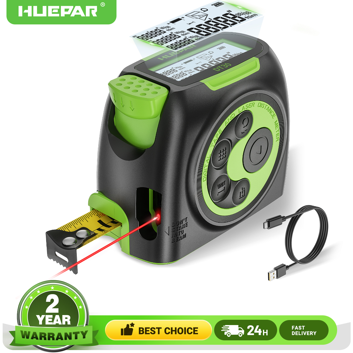Huepar Digital 60M 197ft Laser - Industrial Laser Tape Measure review and price