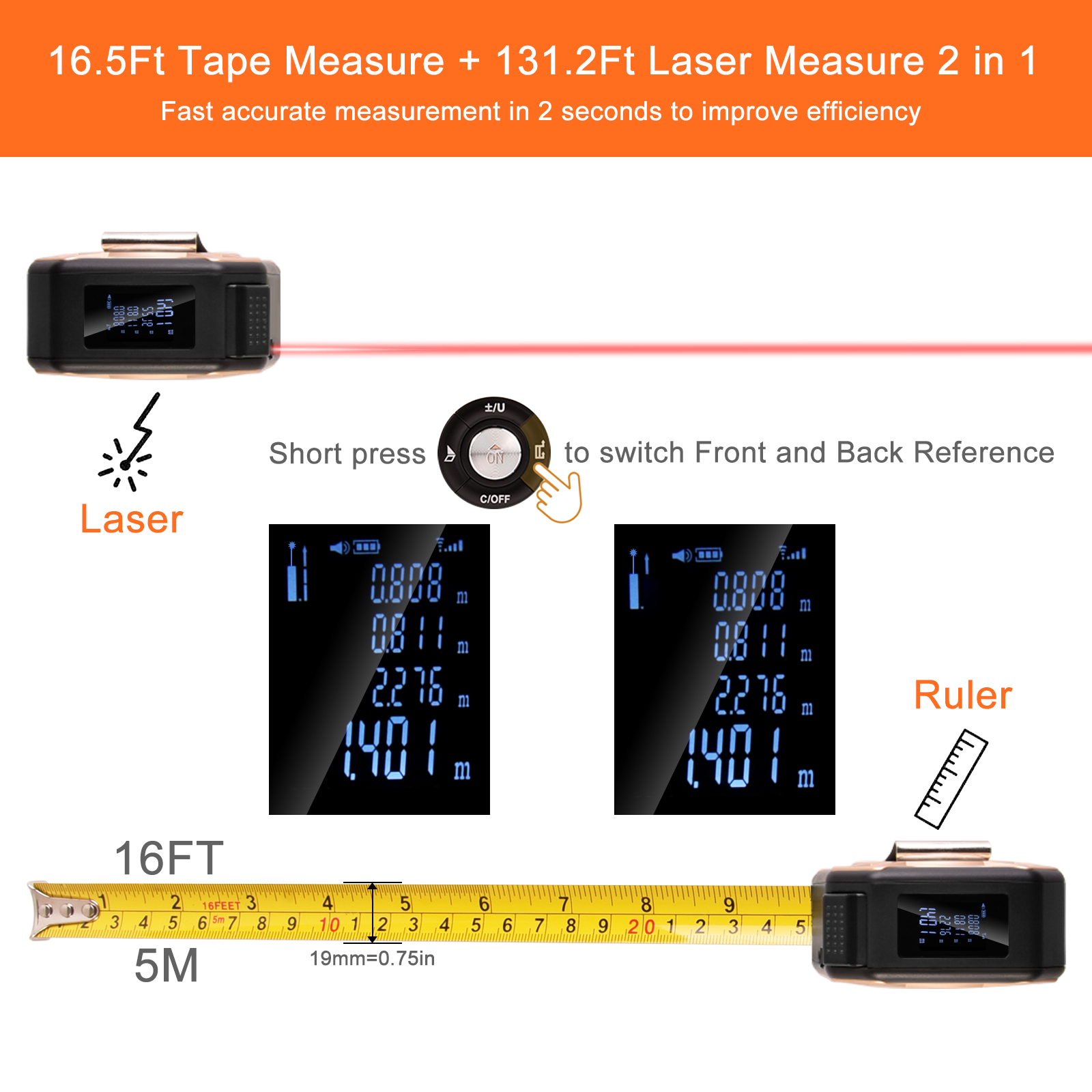 M/IN/FT High Precision Laser R - Industrial Laser Tape Measure review and price